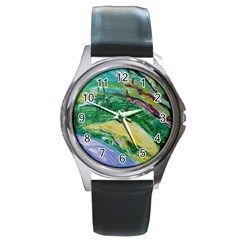 Yellow Boat And Coral Tree Round Metal Watch by bestdesignintheworld