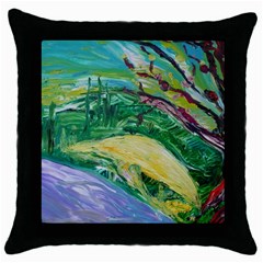 Yellow Boat And Coral Tree Throw Pillow Case (black) by bestdesignintheworld