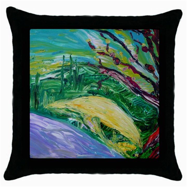 Yellow Boat And Coral Tree Throw Pillow Case (Black)