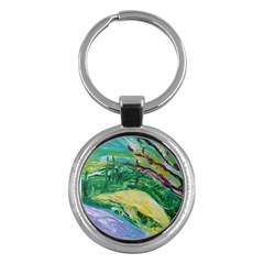 Yellow Boat And Coral Tree Key Chains (round)  by bestdesignintheworld