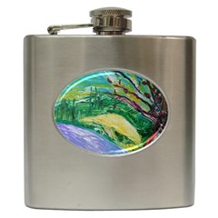 Yellow Boat And Coral Tree Hip Flask (6 Oz) by bestdesignintheworld