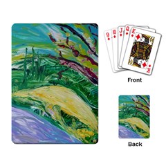 Yellow Boat And Coral Tree Playing Card by bestdesignintheworld