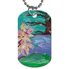 Magnolia By The River Bank Dog Tag (one Side) by bestdesignintheworld