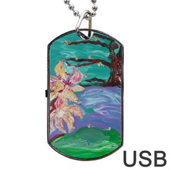 Magnolia By The River Bank Dog Tag Usb Flash (one Side) by bestdesignintheworld