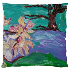 Magnolia By The River Bank Large Cushion Case (one Side) by bestdesignintheworld