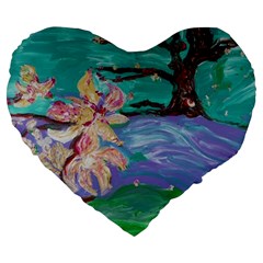 Magnolia By The River Bank Large 19  Premium Heart Shape Cushions by bestdesignintheworld