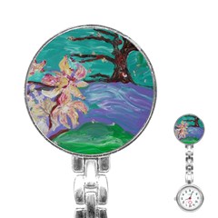 Magnolia By The River Bank Stainless Steel Nurses Watch by bestdesignintheworld