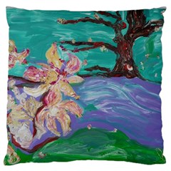 Magnolia By The River Bank Large Flano Cushion Case (one Side) by bestdesignintheworld