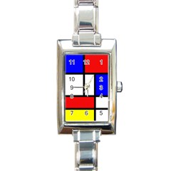 Piet Mondrian Mondriaan Style Rectangle Italian Charm Watch by yoursparklingshop