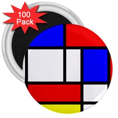 Piet Mondrian Mondriaan Style 3  Magnets (100 Pack) by yoursparklingshop