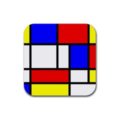 Piet Mondrian Mondriaan Style Rubber Coaster (square)  by yoursparklingshop