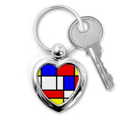 Piet Mondrian Mondriaan Style Key Chains (heart)  by yoursparklingshop