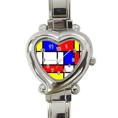 Piet Mondrian Mondriaan Style Heart Italian Charm Watch by yoursparklingshop