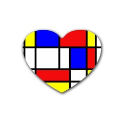 Piet Mondrian Mondriaan Style Rubber Coaster (heart)  by yoursparklingshop