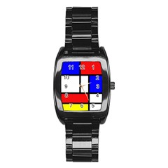 Piet Mondrian Mondriaan Style Stainless Steel Barrel Watch by yoursparklingshop