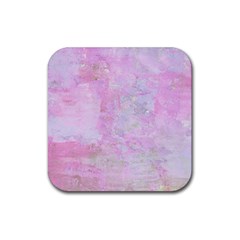 Soft Pink Watercolor Art Rubber Coaster (square)  by yoursparklingshop