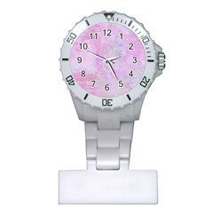 Soft Pink Watercolor Art Plastic Nurses Watch by yoursparklingshop