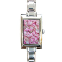 Romantic Pink Rose Petals Floral  Rectangle Italian Charm Watch by yoursparklingshop