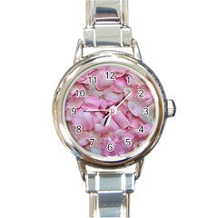 Romantic Pink Rose Petals Floral  Round Italian Charm Watch by yoursparklingshop