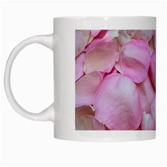 Romantic Pink Rose Petals Floral  White Mugs by yoursparklingshop