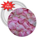 Romantic Pink Rose Petals Floral  3  Buttons (10 pack)  Front