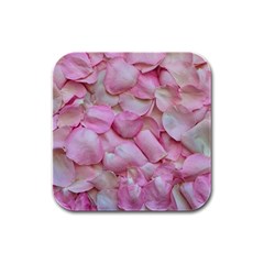 Romantic Pink Rose Petals Floral  Rubber Square Coaster (4 Pack)  by yoursparklingshop