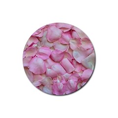 Romantic Pink Rose Petals Floral  Rubber Coaster (round)  by yoursparklingshop