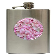 Romantic Pink Rose Petals Floral  Hip Flask (6 Oz) by yoursparklingshop