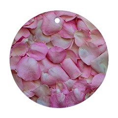 Romantic Pink Rose Petals Floral  Round Ornament (two Sides) by yoursparklingshop