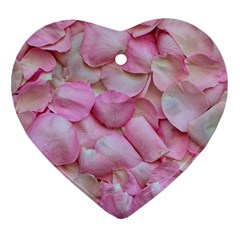 Romantic Pink Rose Petals Floral  Heart Ornament (two Sides) by yoursparklingshop