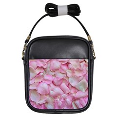 Romantic Pink Rose Petals Floral  Girls Sling Bags by yoursparklingshop