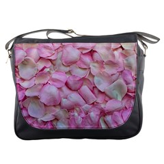 Romantic Pink Rose Petals Floral  Messenger Bags by yoursparklingshop