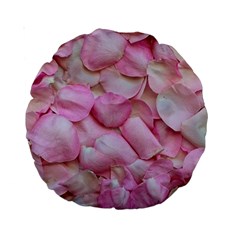 Romantic Pink Rose Petals Floral  Standard 15  Premium Round Cushions by yoursparklingshop