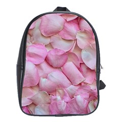 Romantic Pink Rose Petals Floral  School Bag (xl) by yoursparklingshop