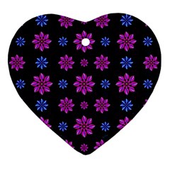 Stylized Dark Floral Pattern Ornament (heart) by dflcprints