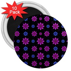 Stylized Dark Floral Pattern 3  Magnets (10 Pack)  by dflcprints