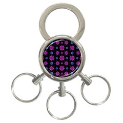 Stylized Dark Floral Pattern 3-ring Key Chains by dflcprints