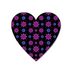 Stylized Dark Floral Pattern Heart Magnet by dflcprints