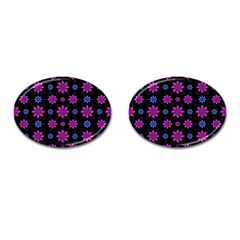 Stylized Dark Floral Pattern Cufflinks (oval) by dflcprints