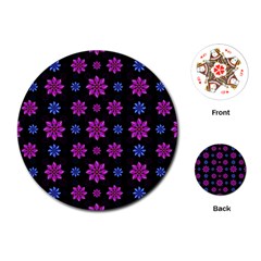 Stylized Dark Floral Pattern Playing Cards (round)  by dflcprints