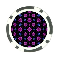 Stylized Dark Floral Pattern Poker Chip Card Guard by dflcprints