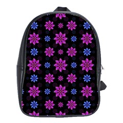 Stylized Dark Floral Pattern School Bag (large) by dflcprints