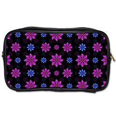 Stylized Dark Floral Pattern Toiletries Bags by dflcprints