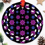 Stylized Dark Floral Pattern Round Filigree Ornament (Two Sides) Front