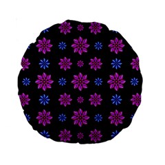 Stylized Dark Floral Pattern Standard 15  Premium Round Cushions by dflcprints