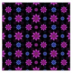 Stylized Dark Floral Pattern Large Satin Scarf (Square) Front