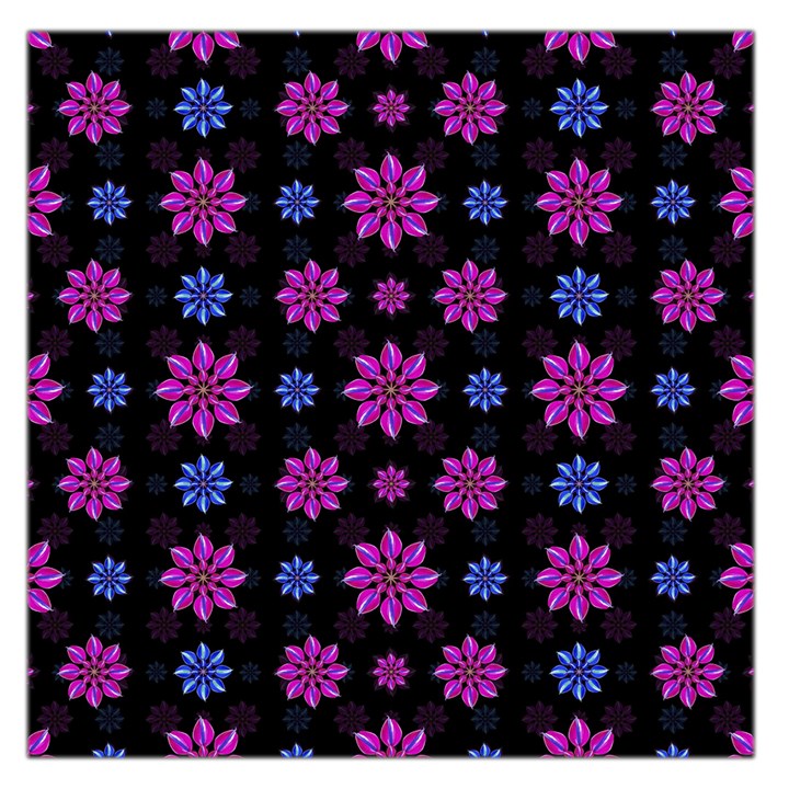 Stylized Dark Floral Pattern Large Satin Scarf (Square)