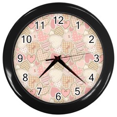 Cute Romantic Hearts Pattern Wall Clocks (Black)