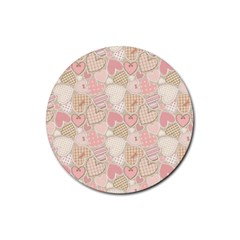 Cute Romantic Hearts Pattern Rubber Coaster (Round) 