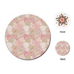 Cute Romantic Hearts Pattern Playing Cards (Round) 